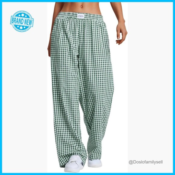 Striped Gingham Boxer Pants Loose Fit Lounge Pajama Y2K Chic Casual